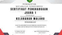 Sertifikat Penghargaan Lomba Gapura Merah Putih Tingkat Kecamatan Tenggarong