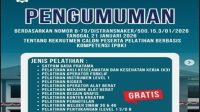 Pengumuman fasilitasi pelatihan kejuruan oleh Distransnaker Kukar. (Sosial Media Distransnaker Kukar)