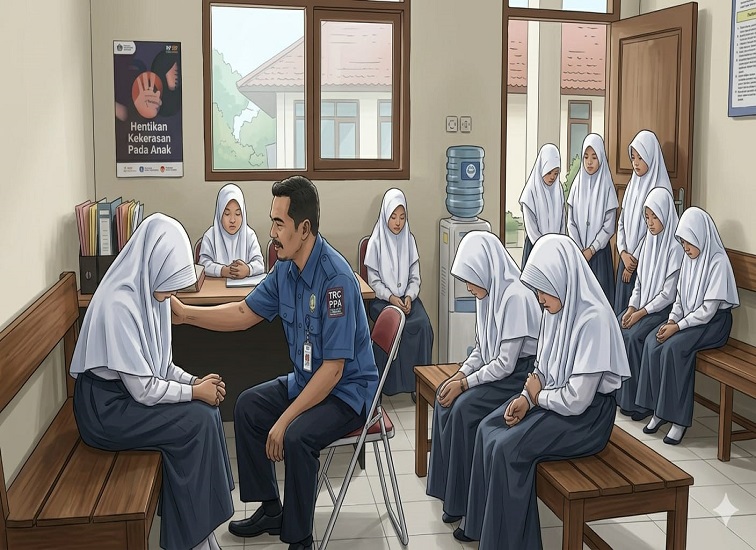 Ilustrasi gambar belasan korban kekerasan seksual, Kamis (4/6/26). (Doc. AI Gemini)
