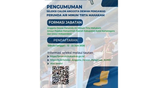 Pamflet seleksi anggota dewan pengawas tirta mahakam, Selasa (9/6/26). (Doc. Prokom Kukar)