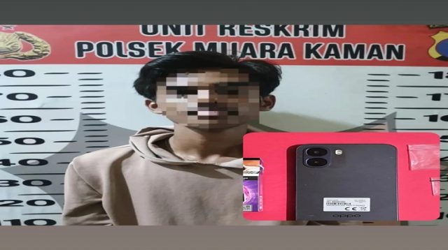 Tersangka SS (22) dan barang bukti yang diamankan petugas Polsek Muara Kaman, Selasa (2/6/26). (Doc. Humas Polres Kukar)