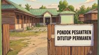 Ilustasi gambar pondok pesantren di tutup permanen, Jumat (26/6/26). (Doc. AI)