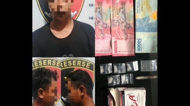 Pelaku beserta barang bukti yang diamankan Polsek Kenohan, Senin (8/6/26). (Dilla/lingkarkaltim)