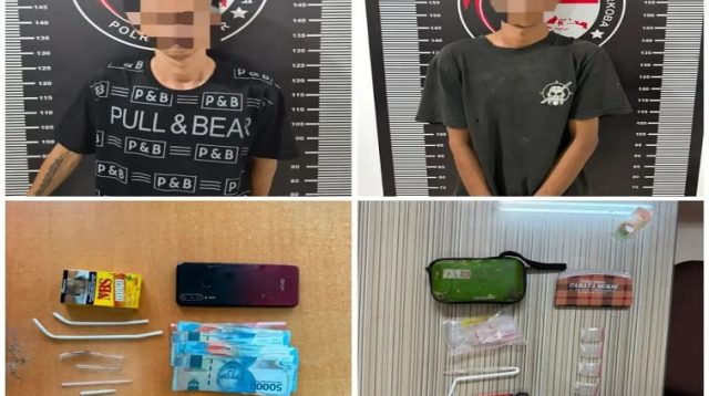 Pelaku beserta barang bukti yang diamankan Polres Kukar. (Doc. Humas Polres Kukar)