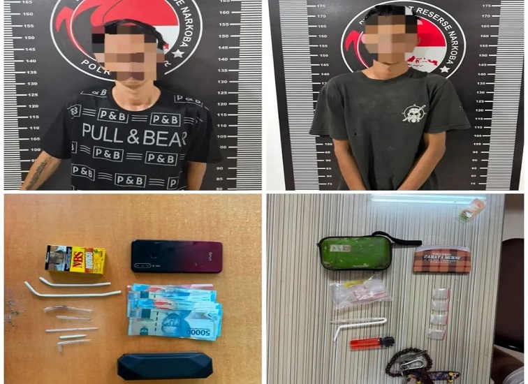 Pelaku beserta barang bukti yang diamankan Polres Kukar. (Doc. Humas Polres Kukar)