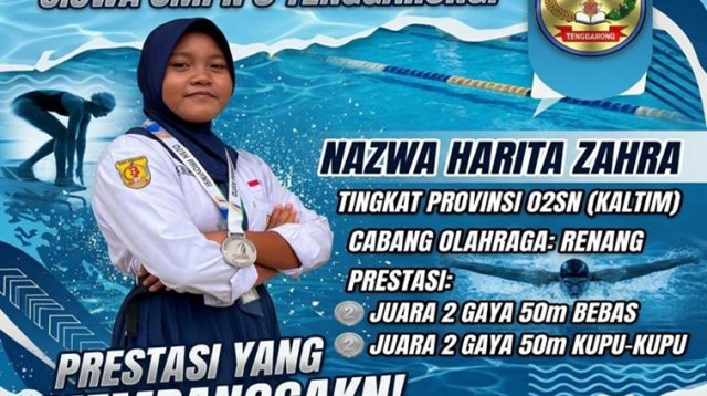 Siswa SMP Negeri 3 Tenggarong Nazwa Harita Zahra yang meraih Prestasi O2SN Tingkat Provinsi Kaltim. (Dok. SMP Negeri 3 Tenggarong)