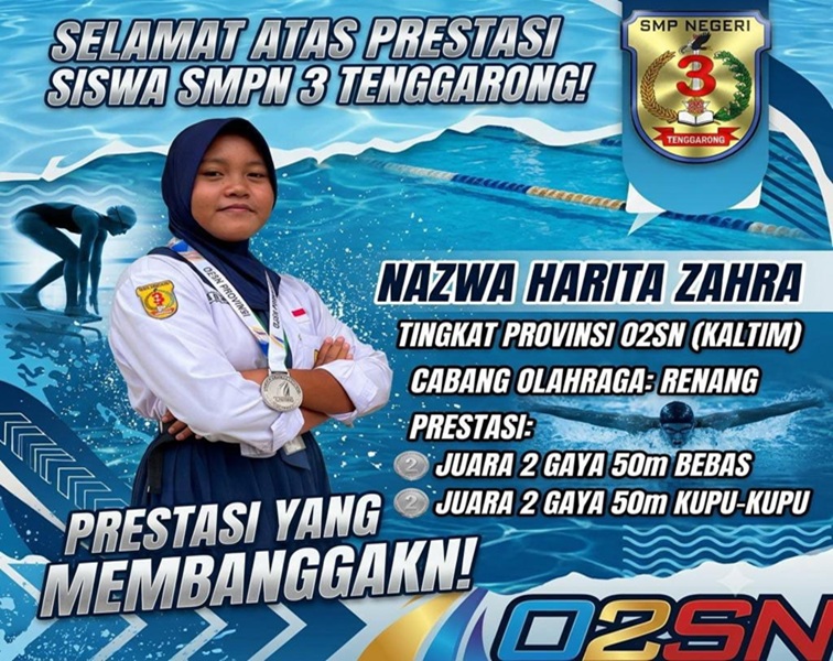 Siswa SMP Negeri 3 Tenggarong Nazwa Harita Zahra yang meraih Prestasi O2SN Tingkat Provinsi Kaltim. (Dok. SMP Negeri 3 Tenggarong)