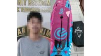Pelaku beserta barang bukti diamankan polsek tenggarong seberang, Minggu (26/7/26). (Doc. Polsek Tenggarong Seberang)