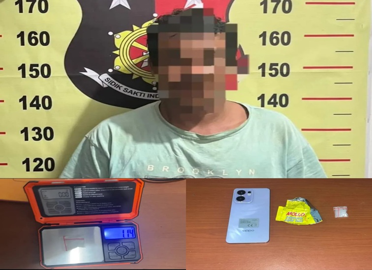 Pelaku beserta barang bukti yang diamankan polsek kembang janggut, Senin (20/7/26). (Doc. Humas Polres Kukar)