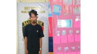 Pelaku beserta barang bukti yang diamankan Polsek Tenggarong Seberang, Selasa (7/7/26). (Doc. Polsek Tenggarong Seberang)