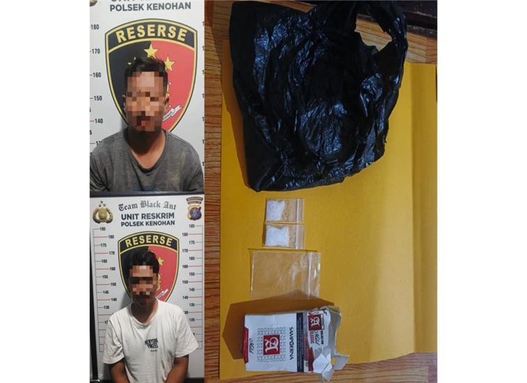 Pelaku dan barang bukti yang diamankan Polsek Kenohan, Selasa (28/7/26). (Doc. Humas Polres Kukar)