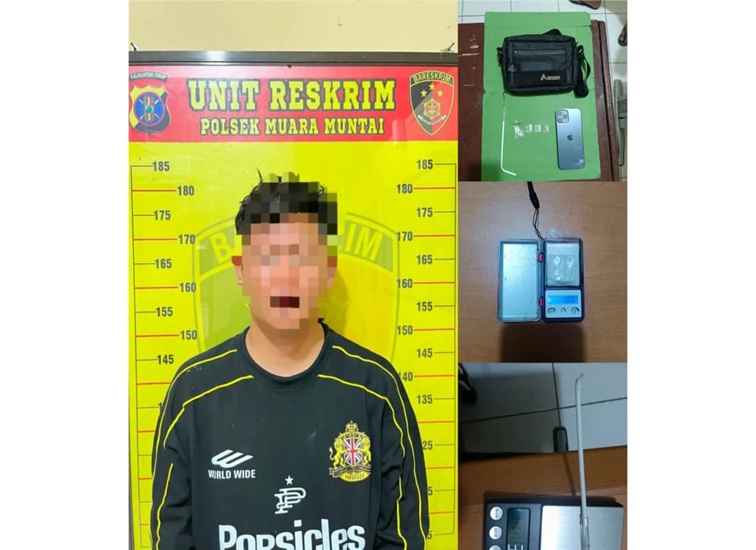 Pelaku beserta barang bukti diamankan di Polsek Muara Muntai, Jumat (3/7/26). (Doc. Humas Polres Kukar)