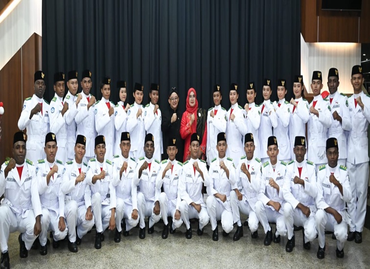 Barisan peserta upacara HUT ke-81 Kemerdekaan Republik Indonesia, Senin, (17/8/2026).