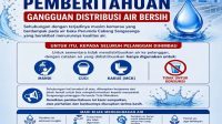 Flyer Himbauan Pemberitahuan gangguan distribusi air bersih di Sanga-sanga dari Pemerintah Kecamatan Sanga-Sanga, Jumat (28/8/26). (Doc. Kelurahan Pendingin)
