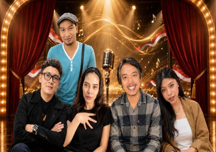 Dodit Mulyanto, Prastiwi Dwiarti, Shakirra Viers, CongQ Perwira, dan Ari Bias, Dewan Juri Singing Competition Teruslah Melangkah Untuk Merah Putih. (Dok. Istimewa)