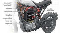 Ilustrasi aki pada sepeda motor injeksi. (Doc. Google AI)