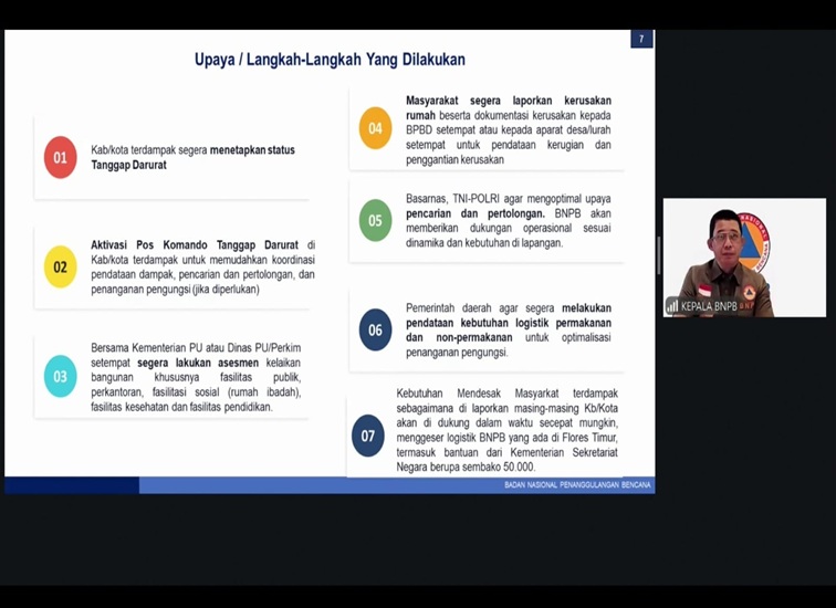 Konferensi Pers Update Situasi dan Penanganan terkini Pasca Gempabumi M.7,7 NTT (15/8).