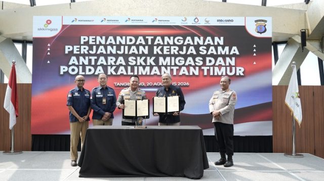 Penandatanganan Perjanjian Kerja Sama (PKS) tentang bantuan pengamanan dan penegakan hukum.(dok.SKK Migas)