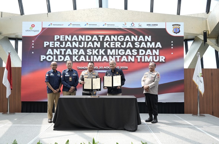 Penandatanganan Perjanjian Kerja Sama (PKS) tentang bantuan pengamanan dan penegakan hukum.(dok.SKK Migas)
