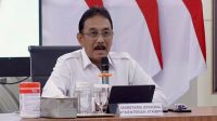 Sekretaris Jenderal (Sekjen) Kementerian Agraria dan Tata Ruang/Badan Pertanahan Nasional (ATR/BPN), Dalu Agung Darmawan, saat menghadiri peluncuran tiga transformasi layanan pertanahan di Auditorium Badan Komunikasi Pemerintah RI, Jakarta, Rabu (26/08/2026). (Dok. atrbpn.go.id)