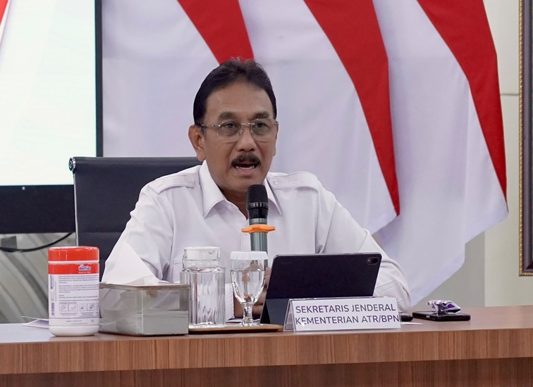 Sekretaris Jenderal (Sekjen) Kementerian Agraria dan Tata Ruang/Badan Pertanahan Nasional (ATR/BPN), Dalu Agung Darmawan, saat menghadiri peluncuran tiga transformasi layanan pertanahan di Auditorium Badan Komunikasi Pemerintah RI, Jakarta, Rabu (26/08/2026). (Dok. atrbpn.go.id)