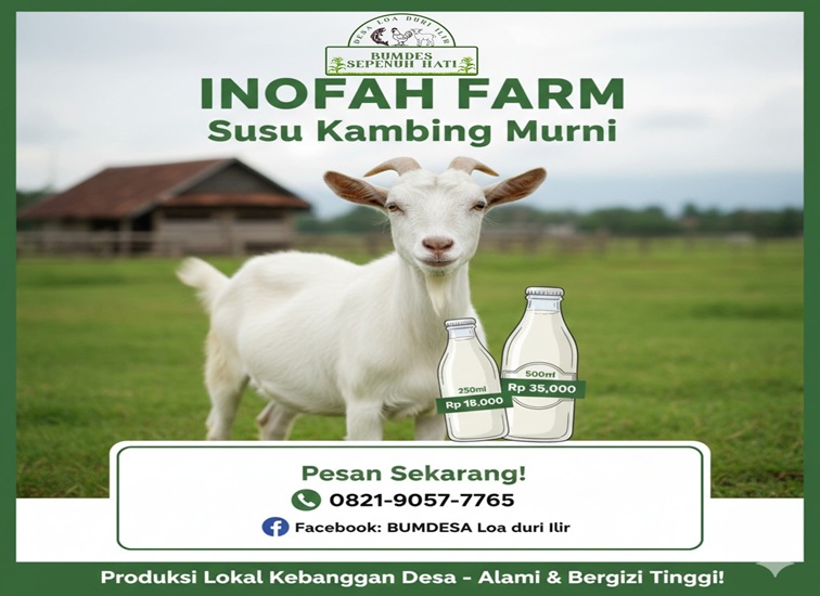 Flyer Penjualan Susu Kambing Bumdes Loa Duri Ilir. (Doc. Bumdes Loa Duri Ilir)