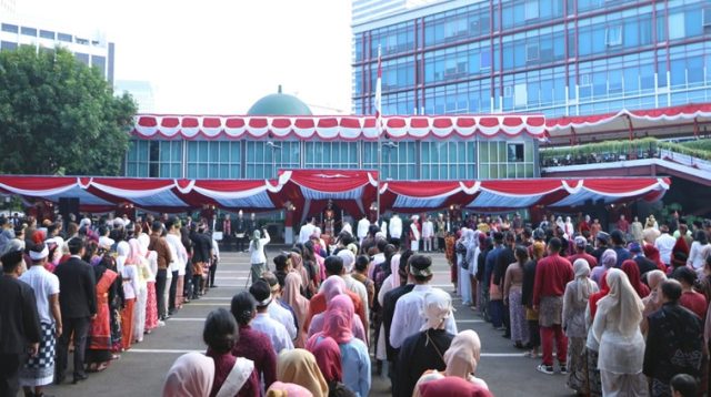 Upacara Peringatan HUT ke-81 Kemerdekaan Republik Indonesia yang digelar Kementerian Pendayagunaan Aparatur Negara dan Reformasi Birokrasi (PANRB), di Jakarta, Senin (17/8/2026).