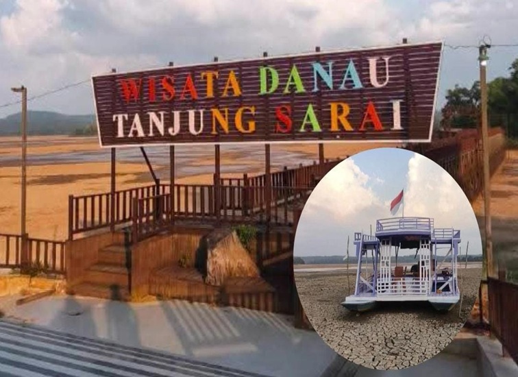 Kondisi Danau Tanjung Sarai saat ini mengering, Desa Kedang Murung, Kec.Kota Bangun, Sabtu (15/8/26). (Doc. Nurul Hidayah)