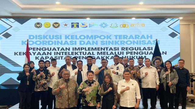 Diskusi Kelompok Terarah Koordinasi dan Sinkronisasi Penguatan Implementasi Regulasi Kekayaan Intelektual melalui Penguatan Kapasitas Penegakan Hukum di The Grove Suites by Grand Aston, Jakarta. (Foto: Dok. Kemenko Kumham Imipas RI)