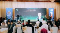 Menteri Energi dan Sumber Daya Mineral (ESDM) Bahlil Lahadalia saat memberikan keynote speech pada ajang Innovation Technology for Social and Environmental Awards (INTECHSEA) 2026 di Jakarta, Senin (14/9/26). (dok. Kementerian ESDM)
