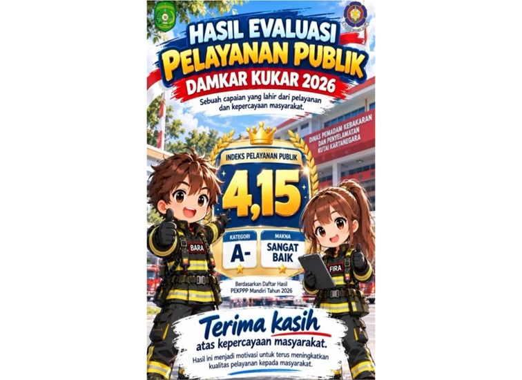 Pamflet Hasil Kepuasan Pelayanan Publik Disdamkarmatan Kukar 2026. (Doc. Damkarmatan Kukar)