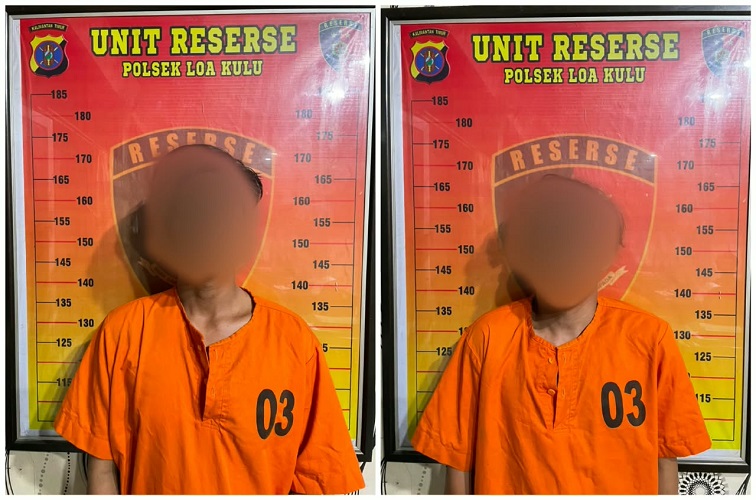 Dua terduga pengedar narkoba jenis sabu diringkus polisi.(Dok.Polsek Loa Kulu)