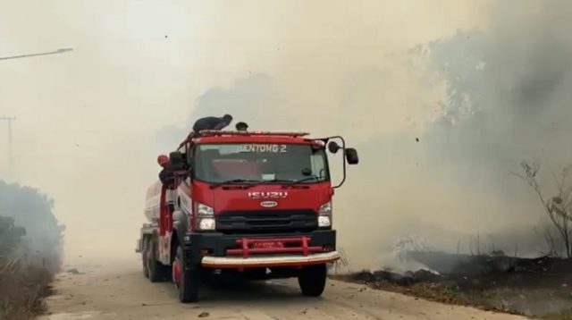 Proses Pemadaman Karhutla di Pendingin, Sangasanga (Dok. Damkarmatan Kukar)