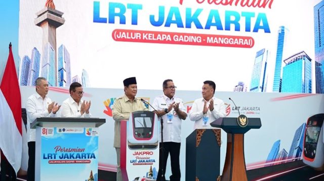 Presiden Prabowo Subianto meresmikan LRT Jakarta Jalur Kelapa Gading–Manggarai di Stasiun LRT Manggarai, Jakarta Selatan, pada Rabu (16/09/2026). (Dok. BPMI Setpres)