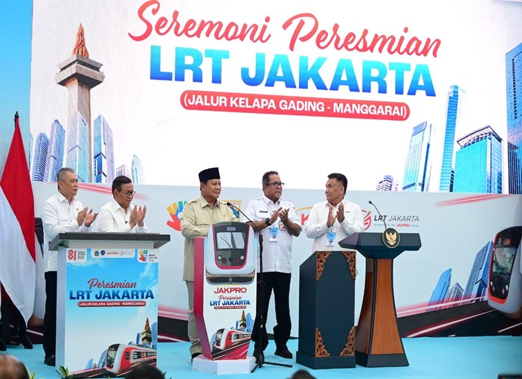 Presiden Prabowo Subianto meresmikan LRT Jakarta Jalur Kelapa Gading–Manggarai di Stasiun LRT Manggarai, Jakarta Selatan, pada Rabu (16/09/2026). (Dok. BPMI Setpres)
