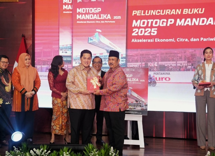 Kementerian PPN/Bappenas meluncurkan Buku MotoGP Mandalika 2025: Akselerasi Ekonomi, Citra, dan Pariwisata sekaligus menyusun Desain Besar Pengembangan Industri Olahraga Nasional di Gedung Bappenas, Rabu (30/9/26). (Dok. kemenpora.go.id)