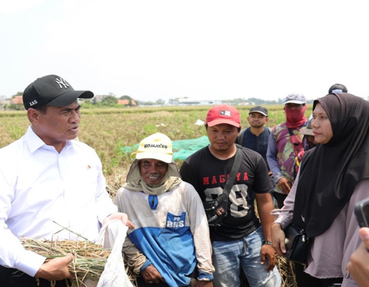 Menteri Pertanian (Mentan) Andi Amran Sulaiman bersama petani Karawang. (Dok. Kementerian Pertanian)