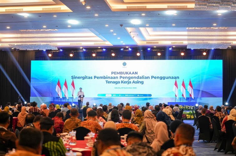 Acara Sinergitas Pembinaan dan Pengendalian Penggunaan Tenaga Kerja Asing di Jakarta, Rabu (23/9/2026).(Dok.Kemnaker)