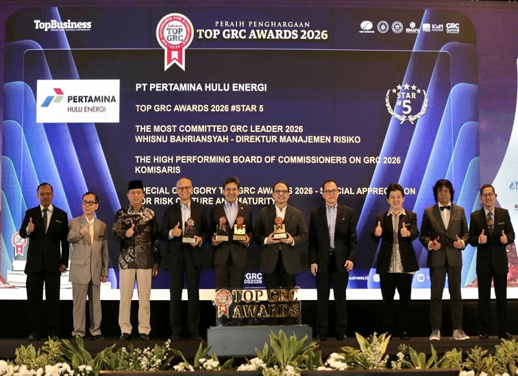 PT Pertamina Hulu Energi (PHE) kembali menorehkan prestasi dalam penguatan tata kelola perusahaan dengan meraih empat penghargaan pada ajang TOP Government, Risk & Compliance (GRC) Awards 2026.(dok Pertamina Hulu Energi) 