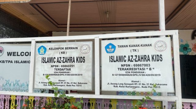 Bangunan Paud Islamic Az-Zahra Kids Tenggarong, di Jalan KH Ahmad Dahlan, Kecamatan Tenggarong. (Far/Lingkarkaltim.com)