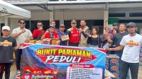 Kepala Desa Bukit Pariaman Sugeng Riyadi Serahkan Bantuan ke Posko Kelurahan Melayu, Jl. AM Alimuddin, Tenggarong, Sabtu (10/10/26). (Dilla/lingkarkaltim)