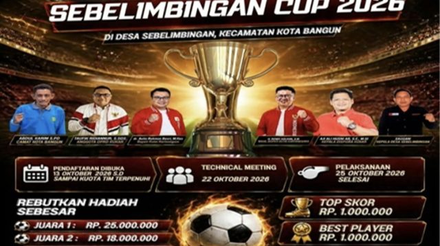 Flayer Open Turnamen Sepakbola Sebelimbingan 2026 (Dok. Pemerintah Kecamatan Kota Bangun)