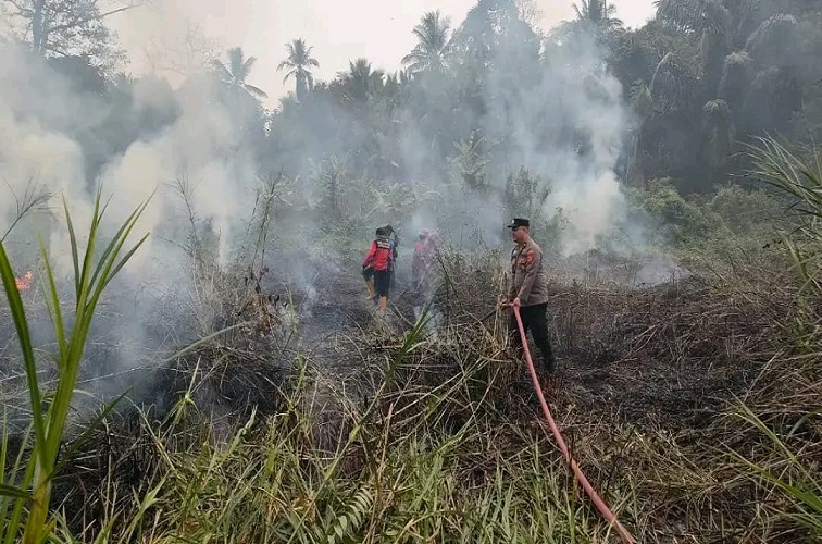 Proses Pemadaman Karhutla Polsek Tenggarong Seberang (Dok. Polsek Tenggarong Seberang)