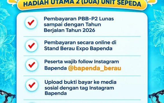 Bayar Pajak di Berau Expo 2026 Bisa Bawa Pulang Dua Sepeda, Bapenda Berau Buka Layanan hingga Malam Dan Tawarkan Kemudahan bagi Wajib Pajak.(Dok.Bappenda)