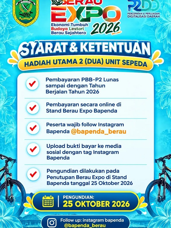 Bayar Pajak di Berau Expo 2026 Bisa Bawa Pulang Dua Sepeda, Bapenda Berau Buka Layanan hingga Malam Dan Tawarkan Kemudahan bagi Wajib Pajak.(Dok.Bappenda)