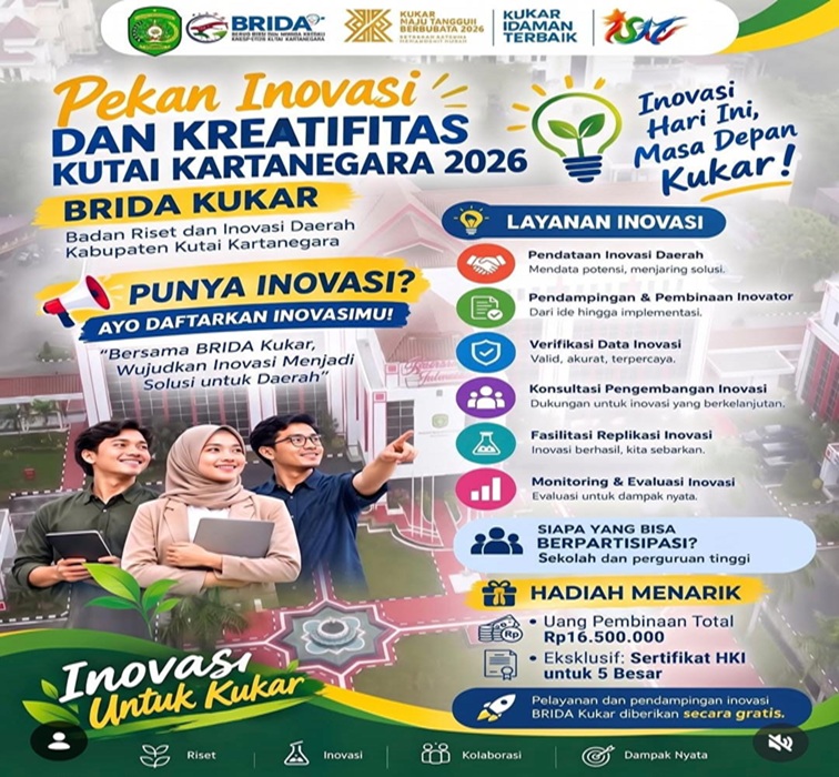 Pamflet Pekan Inovasi dan Kreatifitas Kukar 2026 Brida Kukar. (Doc. bridakab.kukar)