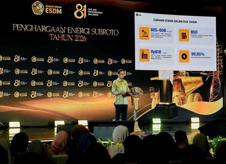 Wakil Menteri Energi dan Sumber Daya Mineral (ESDM), Yuliot pada Malam Puncak Perayaan Hari Jadi ke-81 Pertambangan dan Energi yang juga dirangkaikan dengan penganugerahan Penghargaan Energi Subroto 2026 di Hotel Westin Jakarta, Jumat (23/10/2026) malam. (Dok. Kementerian ESDM)