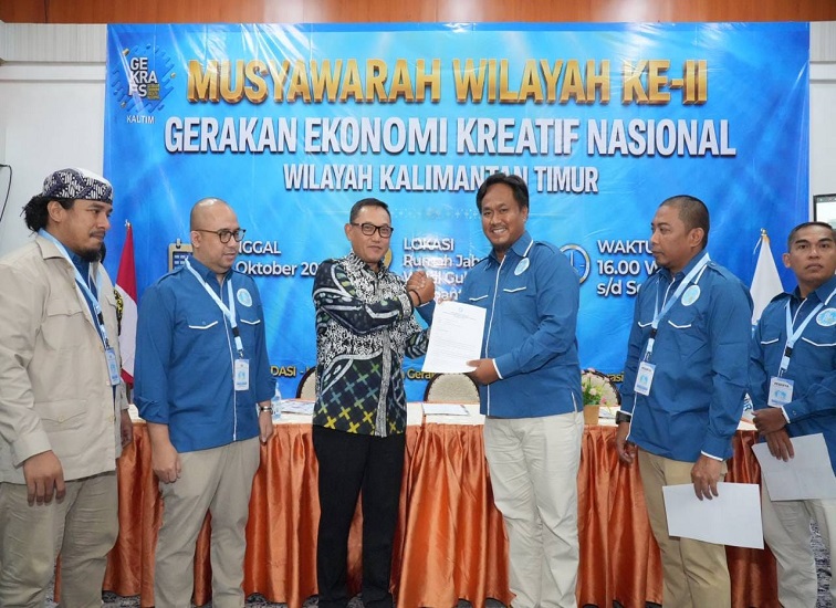 Dalam Muswil II tersebut, Seno Aji juga didaulat secara aklamasi sebagai Ketua Gekrafs Kaltim periode 2026-2031.(Adpim Pemprov Kaltim)