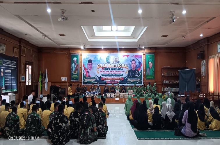 Batalyon Artileri Medan (Yonarmed) 22/Kesumawira menggelar bakti sosial dan doa bersama di Pondok Pesantren Al Abqory, Desa Perjiwa, Kecamatan Tenggarong Seberang, Kabupaten Kutai Kartanegara, Rabu (7/10/2026).(Muhibin Ali)